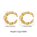 Détails d'une boucle d'oreille dorée tressée avec mesures et spécifications de poids - 18K / Style Torsadé Or (KE1474)