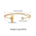Detail view of 18K gold plated bangle with dimensions and cubic zirconia settings - Coral and Round Design (KB0522)