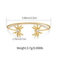 Detail view of gold heart bangle with zircon star motifs and precise dimensions - Radial Sunflower Design (KB0529)