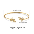 Detail of gold-tone open bangle featuring leaf design and marquise cubic zirconia stones - Two-Way Leaf Styling Design (KB0530)