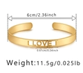 Detaillierte Größenangaben für den goldenen LOVE Armreif mit 6 cm Durchmesser - LOVE Stil (KB0489-1) / Innendurchmesser 6cm