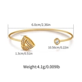 Detail view of gold geometric bracelet with cubic zirconia heart and triangle accents - Triangle Zirconia and Single Diamond (KB0534)
