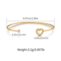 Detailed view of gold heart bangle with zircon accents and precise measurement markings - Pave Heart Charm and Round Diamond (KB0533)