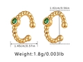 Λεπτομερείς διαστάσεις του χρυσού ear cuff με ένθετο πράσινο ζιργκόν - Στυλ με Πράσινο Ζιργκόν και Χάντρες (KE1134-2)