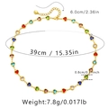 Colorful heart-shaped glass gemstone necklace with length measurements and specifications - 18K Gold / Colorful Heart Gems Style (KN0059)