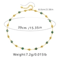 Detail view of gold beads and green faceted stone necklace with size specifications - 18K Gold / Green Faceted Beads Style (KN0062-4)