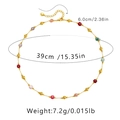 Detailed size specifications for a gold plated necklace with colorful gemstone beads - 18K Gold / Mixed Color Round Beads Style (KN0062-3)