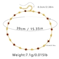 Detailed technical diagram of 18K gold-plated chain with brown goldstone rhombus beads - 18K Gold / Red-brown Polyhedral Beads Style (KN0062-1)