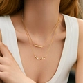 Double layered 18K gold plated copper necklace with organic lava style pendants - 18K Gold / Lava Style (KN0404)