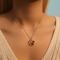 Elegant 18K gold-plated necklace featuring a vibrant five-petal flower with colorful zircons - Multicolor Flower Shape (KN0361)