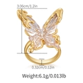 Detailansicht des Schmetterlingsrings mit Maßen 3,06 cm Höhe und 6,1 g Gewicht - Schmetterling Fluid Stil (KR0132) / Einstellbar Offen / Gold