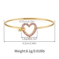 Detail of gold heart bangle with pink zircon pavé showing product dimensions and weight - Pink Pave Heart Charm (KB0570)