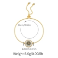 Detailed view of evil eye bracelet with dimensions, zircon inlay and adjustable slide clasp - Evil Eye (KB0600)