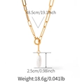 Detailed view of 18K gold plated paperclip chain necklace with a baroque pearl pendant - Paperclip Pearl Necklace (KN0485)