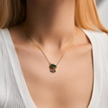 Golden starfish necklace featuring green marquise gem and colorful stone pendants - 18K Gold / Marquise Gem Style (KN0316)