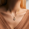 Golden sunflower necklace featuring sparkling cubic zirconia on a delicate chain - 18K Gold / Sunflower Petal Style (KN0323)