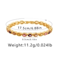 Detail view of 18k gold plated bracelet showing 17.5cm length and colorful gemstones - Four-color Oval Drill Style (KB0443)