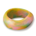 Macro detail of thick irregular resin bangle with colorful marble texture and glossy finish - Rainbow Swirl Chunky Style (AB0003)