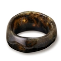 Detailed view of wide irregular resin bangle with brown marble texture and glossy finish - Dark Brown Golden Marble Style (AB0002-2)