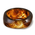 Detailed view of wide resin bangle featuring amber tortoiseshell patterns and glossy finish - Amber Tortoiseshell Chunky Style (AB0002-1)