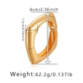 Detailed size view of a chunky gold square bangle with 6cm diameter and 1.5cm width - Gold Square Hinged Style (SZ60579-1)