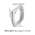 Detailed view of silver geometric square hinge bracelet with size dimensions 6cm by 1.5cm - Silver Square Hinged Style (SZ60579-2)