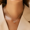 Collana placcata oro 18 carati con pendente a cilindro e zirconi per donna - Stile Cilindro Pavé (KN0270)