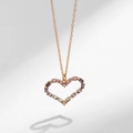 Collana cuore dorata con cristalli baguette multicolore ed effetto ombra a cuore - Stile Cuore Colorato (KN0273)
