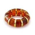 Detailed close-up of bohemian amber resin bracelet with polished gold metal spacers - Amber Marble Pattern (AB0012-2)