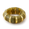 Detail of bohemian elastic bracelet with olive green marble resin and gold metal - Olive Green Marble Pattern (AB0012-6)
