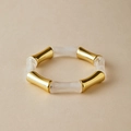 Detailansicht der Acryl-Armbandglieder im Bambus-Stil mit Goldfinish und Marmorstruktur - Cremeweiß und Gold Stil (AB0010-7) / 0,1