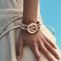 Bracelet bohème multicouche or rose avec fermoir magnétique circulaire poli et maille - Or Rose (SZ00371-2)