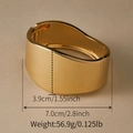 Minimalist wide gold-plated metal cuff bracelet with mirror finish and side hinge - Minimalist Mirror Gold Hinged Bangle (SZ60826-1)