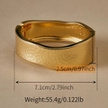 Exaggerated wide golden cuff bracelet with retro irregular hammer texture finish - Wavy Hammered Gold Bangle (SZ60825-1)
