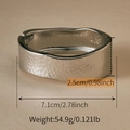 Silver wide open cuff bracelet with hammered texture finish and spring design - Wavy Hammered Silver Bangle (SZ60825-2)