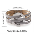 Bracelet bohème multicouche gris argenté avec texture pailletée et fermoir magnétique - Gris (SZ00371-4)