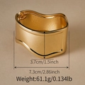 Polished gold irregular cuff bracelet with 3.7cm height and wavy edge design - Wave Edge Mirror Gold Bangle (SZ60827-1)