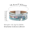 Bracelet multicouche en cuir bleu clair avec strass étincelants et perle blanche - Style Multicouche Bleu Clair Argent (SZ00347-3)