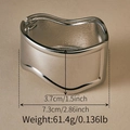Chunky silver alloy bangle with irregular retro pleated texture and open design - Wave Edge Mirror Silver Bangle (SZ60827-2)