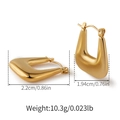 Orecchini a cerchio dorati a forma di U in acciaio inossidabile, 22 mm x 19,4 mm - Stile Geometrico Lucido a U (SE0020)
