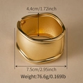 Polished gold irregular wide cuff bracelet featuring measurements of 7.5cm width and 76.6g weight - Mirror Polished Gold Wide Bangle (SZ60788-1)