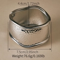 Silver wide cuff bracelet with vintage hammered texture and irregular wave design - Hammered Texture Silver Wide Bangle (SZ60788-4)