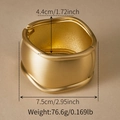 Matte gold irregular wide cuff bracelet with dimensions showing 7.5cm width and 4.4cm height - Matte Brushed Gold Wide Bangle (SZ60788-5)