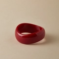 Detailed view of the wavy red marble texture acrylic bangle with glossy finish - Random Pattern / Red Wavy Pattern (AB0041-6)