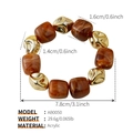 Détails des dimensions du bracelet en perles d'acrylique écaille de tortue et dorées - Marbre Brun Foncé (AB0050-6)