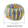 Detailed dimensions of blue marble acrylic cuff bracelet with elastic gold spacers - Light Blue (AB0036-3)