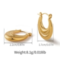 Vista dettagliata di orecchini a U in oro spesso con dimensioni e indicazioni di peso - Stile Chunky Lucido a U (SE0006)