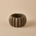 Detail view of segmented tortoiseshell resin bracelet with a matte vintage texture - Dark Brown (AB0063-13)
