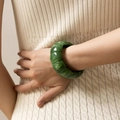 Bracciale retrò in acrilico marmorizzato con grandi perle geometriche verde scuro - Marmo Verde Scuro (AB0047-6)
