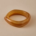 Retro geometric acrylic square bangle with amber and white marble texture resin finish - Brown Yellow Marble Square-Round Style (AB0055-5)